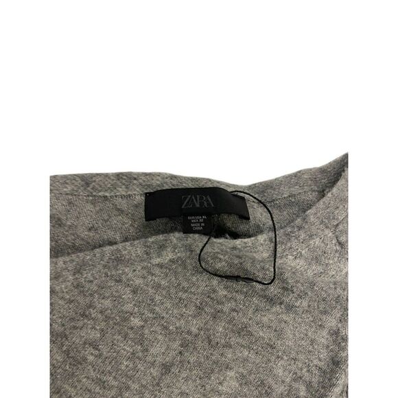 Zara Women Cardigan Sweater XL Gray Knitted Wool V Neck Front Back NWOT - Picture 4 of 8